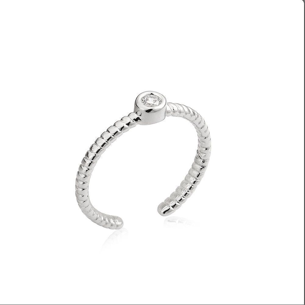 PHALANGE RING POINT OF LIGHT ZIRCONIA + WHITE RHODIUM PLATED